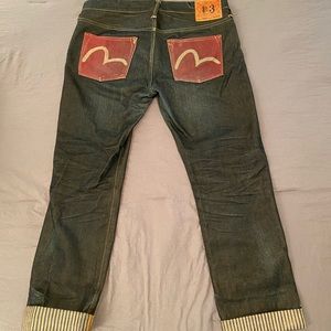 Evisu jeans with red back pocket